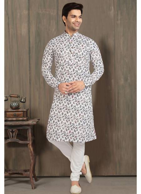 Off White Colour New Designer Function Wear Cotton Kurta Pajama Mens Collection 1243